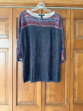 Lauren Ralph Lauren Multicolor Red and Blue Patterned Top